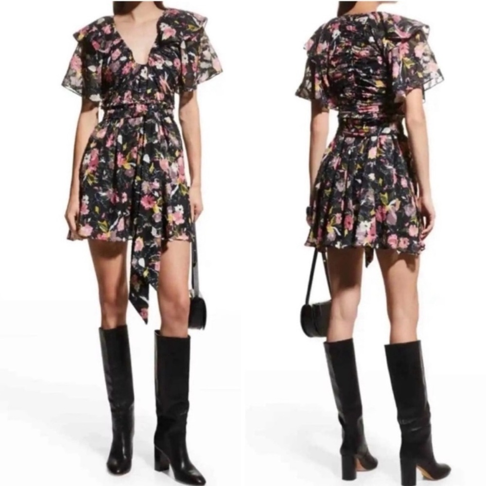 NWT TANYA TAYLOR | Mara Floral Print Flutter‎ Sleeve Mini Dress Sz. 6 New!